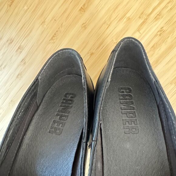 Camper Upright Pumps EU 41 Black Leather Chunky Heels - Picture 9 of 11